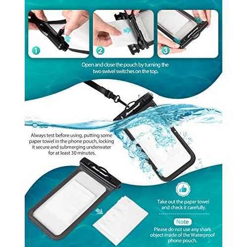  [아마존베스트]Hiearcool Universal Waterproof Case,Waterproof Phone Pouch for iPhone Xs XR Samsung Galaxy IPX8 Cellphone Dry Bag 2Pack up to 7 inches (Black Green)