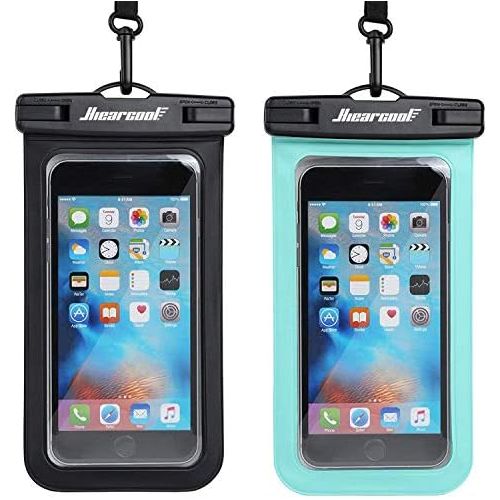  [아마존베스트]Hiearcool Universal Waterproof Case,Waterproof Phone Pouch for iPhone Xs XR Samsung Galaxy IPX8 Cellphone Dry Bag 2Pack up to 7 inches (Black Green)