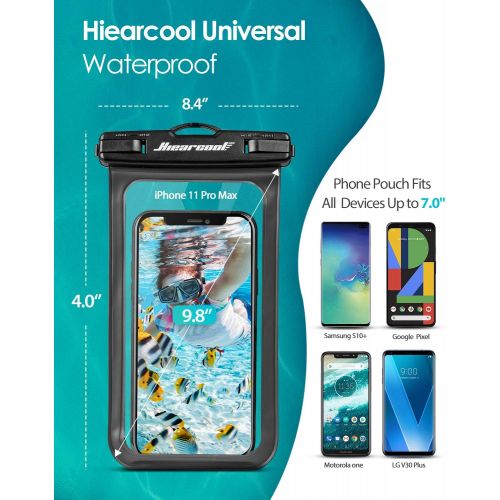  [아마존베스트]Hiearcool Universal Waterproof Case,Waterproof Phone Pouch for iPhone Xs XR Samsung Galaxy IPX8 Cellphone Dry Bag 2Pack up to 7 inches (Black Green)