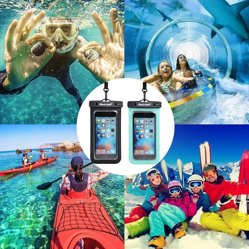  [아마존베스트]Hiearcool Universal Waterproof Case,Waterproof Phone Pouch for iPhone Xs XR Samsung Galaxy IPX8 Cellphone Dry Bag 2Pack up to 7 inches (Black Green)