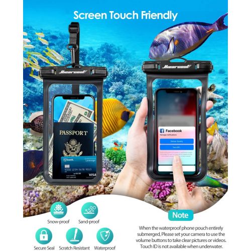  [아마존베스트]Hiearcool Universal Waterproof Case,Waterproof Phone Pouch for iPhone Xs XR Samsung Galaxy IPX8 Cellphone Dry Bag 2Pack up to 7 inches (Black Green)