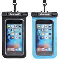 [아마존베스트]Hiearcool Universal Waterproof Case,Waterproof Phone Pouch for iPhone Xs XR Samsung Galaxy IPX8 Cellphone Dry Bag 2Pack up to 7 inches (Black Blue)