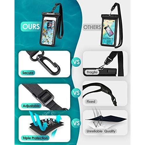  [아마존베스트]Hiearcool Universal Waterproof Case,Waterproof Phone Pouch for iPhone Xs XR Samsung Galaxy IPX8 Cellphone Dry Bag 2Pack up to 7 inches (Black Blue)