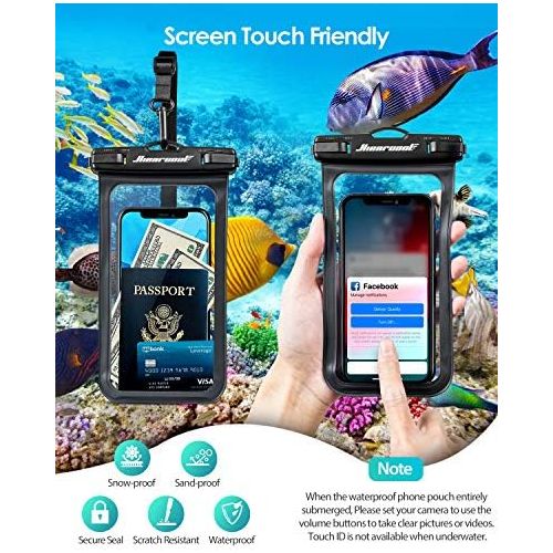  [아마존베스트]Hiearcool Universal Waterproof Case,Waterproof Phone Pouch for iPhone Xs XR Samsung Galaxy IPX8 Cellphone Dry Bag 2Pack up to 7 inches (Black Blue)