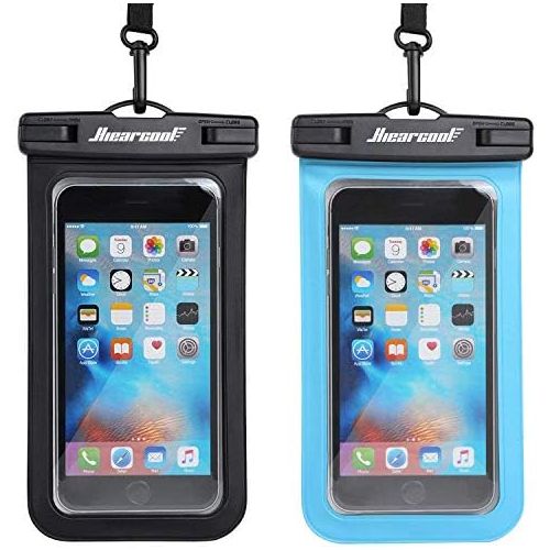  [아마존베스트]Hiearcool Universal Waterproof Case,Waterproof Phone Pouch for iPhone Xs XR Samsung Galaxy IPX8 Cellphone Dry Bag 2Pack up to 7 inches (Black Blue)
