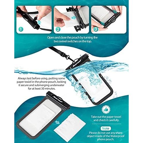  [아마존베스트]Hiearcool Universal Waterproof Case,Waterproof Phone Pouch Compatible for iPhone 11 Pro Max XS Max XR X 8 7 6S Plus Samsung Galaxy s10/s9 Google Pixel 2 HTC Up to 7.0,IPX8 Cellphone Dry Bag