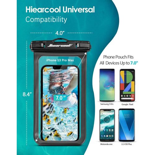  [아마존베스트]Hiearcool Universal Waterproof Case,Waterproof Phone Pouch Compatible for iPhone 11 Pro Max XS Max XR X 8 7 6S Plus Samsung Galaxy s10/s9 Google Pixel 2 HTC Up to 7.0,IPX8 Cellphone Dry Bag