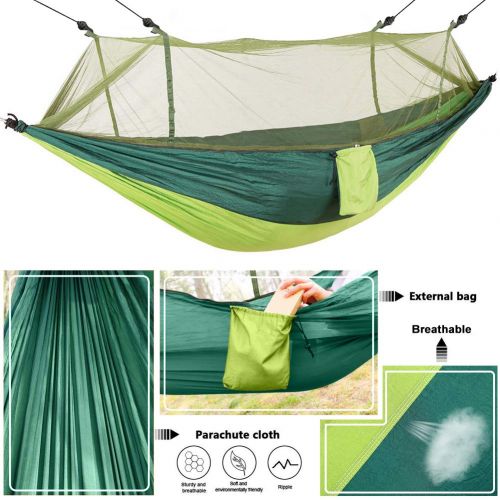  Hieha Camping Hammock with Mosquito Net, Portable Hammocks with Bug Insect Net, Tree Straps & Carabiners for Outdoor Backpacking, Travel (Upgraded Version Easy Assemble The Net)