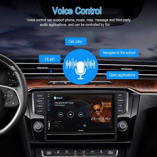  [아마존베스트]Hieha Car Stereo Compatible with Apple Carplay and Android Auto, 7 Inch Double Din Car Stereo with Bluetooth, Touch Screen Car Radios MP5 Player with A/V Input, Backup Camera, Mirr
