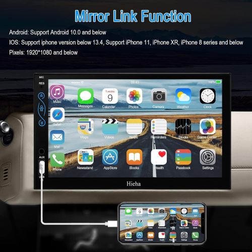  [아마존베스트]Hieha Car Stereo Compatible with Apple Carplay and Android Auto, 7 Inch Double Din Car Stereo with Bluetooth, Touch Screen Car Radios MP5 Player with A/V Input, Backup Camera, Mirr