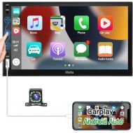 [아마존베스트]Double Din Car Stereo Hieha 7 Inch Car Audio Receiver HD Touch Screen Compatible with Apple Carplay/Android Auto Including Reversing Backup Rear Camera Radio Bluetooth Mirror Link