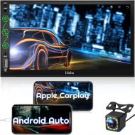 Hieha Double Din Radio Compatible with Apple Carplay & Android Auto, 7 InchesTouchscreen Car Stereo with Bluetooth, AM/FM Audio Receiver, Backup Camera, Voice Control, Mirror Link