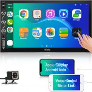 Hieha Double Din Car Stereo System Compatible with Apple Car Play and Android Auto, 7 Inches Multimedia Touchscreen Car Radio Receiver with Bluetooth and Backup Camera, Phone Mirroring,