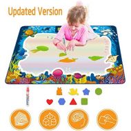 [아마존베스트]Hierceson Aqua Drawing Mat for Kids, Doodle Pad Educational Gifts Developmental Toys Coloring Water Magic Mats Scribble Board Pad Painting Markers for Baby Toddler with Pens