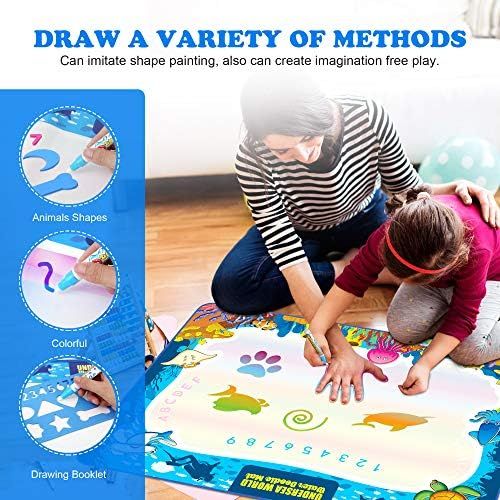  [아마존베스트]Hierceson Aqua Drawing Mat for Kids, Doodle Pad Educational Gifts Developmental Toys Coloring Water Magic Mats Scribble Board Pad Painting Markers for Baby Toddler with Pens