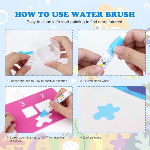  [아마존베스트]Hierceson Aqua Drawing Mat for Kids, Doodle Pad Educational Gifts Developmental Toys Coloring Water Magic Mats Scribble Board Pad Painting Markers for Baby Toddler with Pens