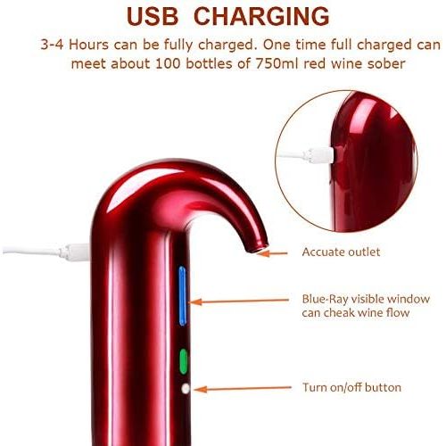  [아마존베스트]Higfra Electric Wine Aerator Pourer, Stopper Multi-Smart Automatic Filter Wine Dispenser - Premium Aerating Pourer and Decanter Spout - wine preserver(Lucky red)