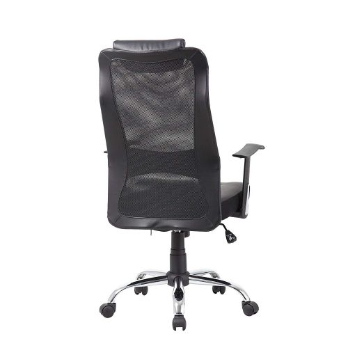  Mesh Office Chair High Back  Padded Leather Headrest Design of Computer Desk Chair with Adjustable Armrest and Lumbar Support Color Black