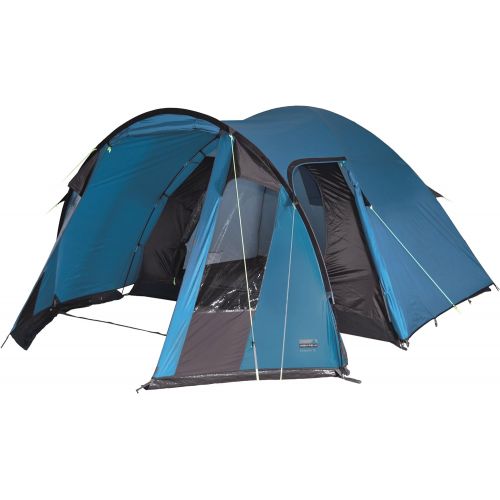  High Peak Kuppelzelt Tessin 4, Campingzelt mit Vorbau, 2 Eingange, Familien-Zelt fuer 4 Personen, extra hoher Eingang, doppelwandig, 2.000 mm wasserdicht, Ventilationssystem, Moskit