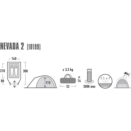  High Peak Nevada 2 Zelt, dunkelgrau/Rot, 300x150x120 cm