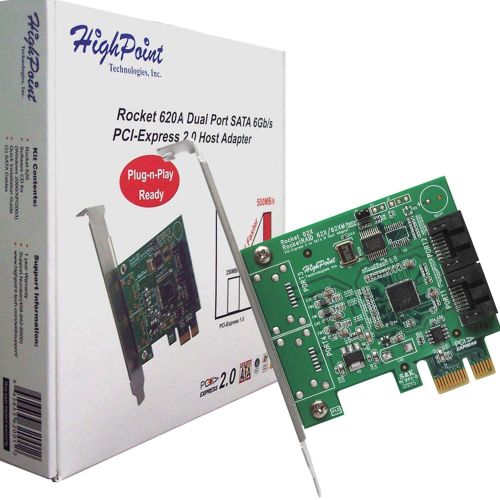  High Point Rocket 620 2 SATA Port PCI-Express 2.0 x1 SATA 6Gbs Controller