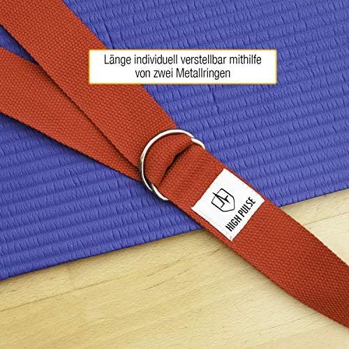  [아마존베스트]High Pulse Yoga Strap (300 x 3.8 cm) | Set of 1 or 5 - High Quality Yoga Strap with Closure as Practical Aid for Yoga or Pilates - 100% Cotton