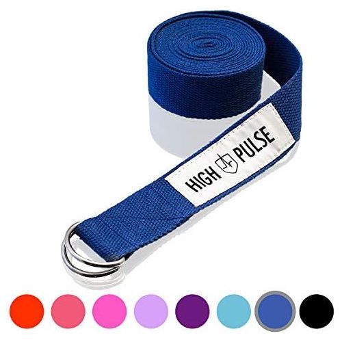 [아마존베스트]High Pulse Yoga Strap (300 x 3.8 cm) | Set of 1 or 5 - High Quality Yoga Strap with Closure as Practical Aid for Yoga or Pilates - 100% Cotton
