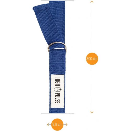  [아마존베스트]High Pulse Yoga Strap (300 x 3.8 cm) | Set of 1 or 5 - High Quality Yoga Strap with Closure as Practical Aid for Yoga or Pilates - 100% Cotton