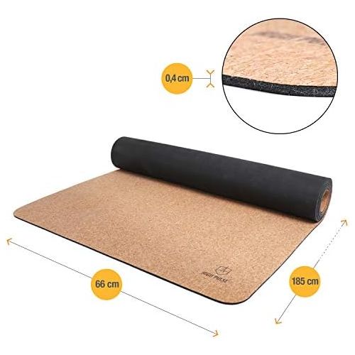  [아마존베스트]High Pulse Cork and Rubber Yoga Mat + Carry Strap | 100% Natural, Sustainable and Biodegradable - Non-Slip Training Mat for Beginners and Experienced Yogis for Yoga, Pilates and Fi