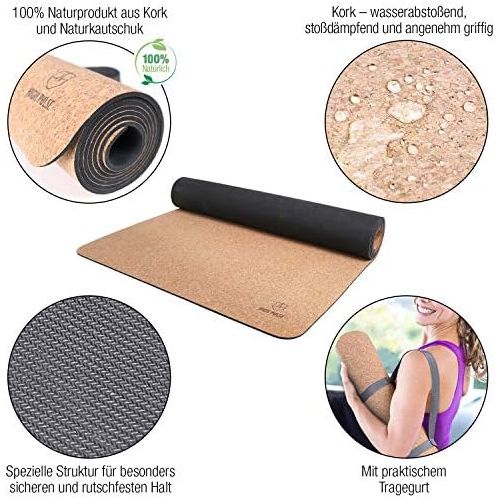  [아마존베스트]High Pulse Cork and Rubber Yoga Mat + Carry Strap | 100% Natural, Sustainable and Biodegradable - Non-Slip Training Mat for Beginners and Experienced Yogis for Yoga, Pilates and Fi