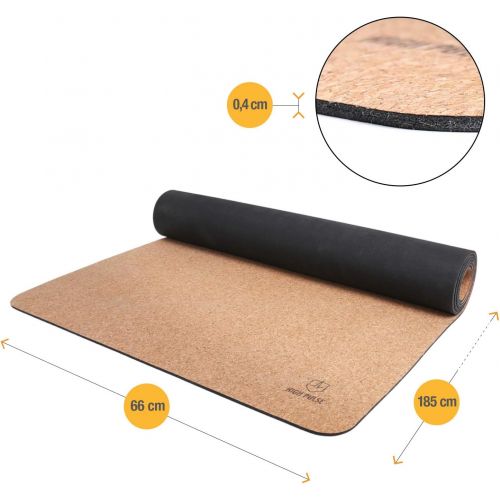  [아마존베스트]High Pulse Cork and Rubber Yoga Mat + Carry Strap | 100% Natural, Sustainable and Biodegradable - Non-Slip Training Mat for Beginners and Experienced Yogis for Yoga, Pilates and Fi