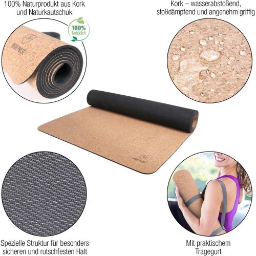  [아마존베스트]High Pulse Cork and Rubber Yoga Mat + Carry Strap | 100% Natural, Sustainable and Biodegradable - Non-Slip Training Mat for Beginners and Experienced Yogis for Yoga, Pilates and Fi