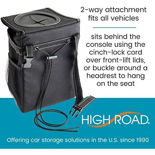  High Road StashAway Console and Headrest Car Trash Can with Lid