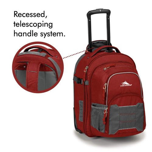  High Sierra Ultimate Access 2.0 Carry-on Wheeled Backpack, Brick Red/Mercury/Silver