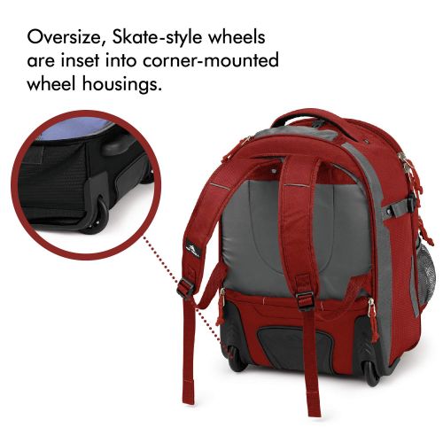  High Sierra Ultimate Access 2.0 Carry-on Wheeled Backpack, Brick Red/Mercury/Silver