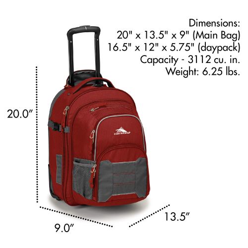  High Sierra Ultimate Access 2.0 Carry-on Wheeled Backpack, Brick Red/Mercury/Silver