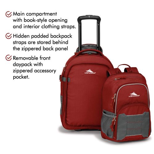  High Sierra Ultimate Access 2.0 Carry-on Wheeled Backpack, Brick Red/Mercury/Silver