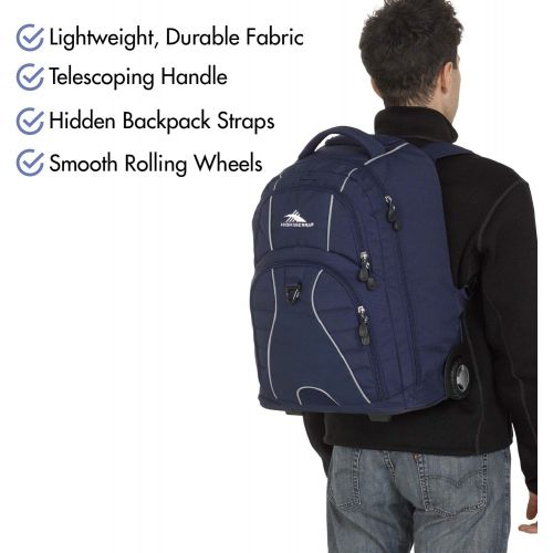  High Sierra Freewheel Wheeled Laptop Backpack, Great for High School, College Backpack, Rolling School Bag, Business Backpack, Travel Backpack, Carry-on Bag Perfect for Men and Wom