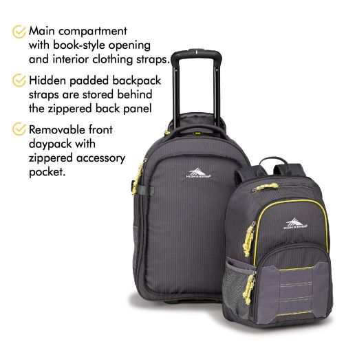  High Sierra Ultimate Access 2.0 Carry-on Wheeled Backpack, Mercury/Charcoal/Yell-O