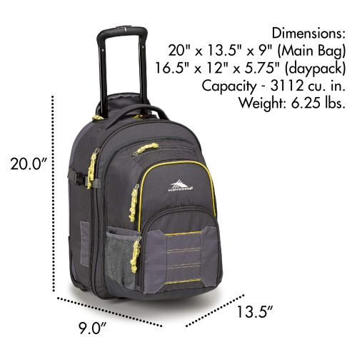  High Sierra Ultimate Access 2.0 Carry-on Wheeled Backpack, Mercury/Charcoal/Yell-O