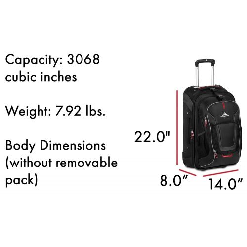  High Sierra AT7 Outdoor Rolling Backpack, Black, 22-Inch