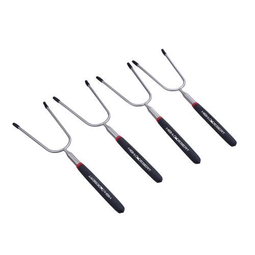  High-Desert Stainless Steel and Black PVC Telescopic Camping Forks (Pack of 4)