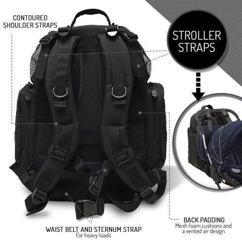  [아마존베스트]HighSpeedDaddy HSD Diaper Bag Backpack for Dad, Large Waterproof Tactical Travel Baby Bag for Men + Changing Pad, Insulated Pockets, Stroller Straps and Wipe Pocket. Multi-Function, Military Styl