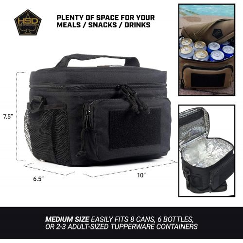  [아마존베스트]HighSpeedDaddy HSD Tactical Lunch Bag - Insulated Cooler, Lunch Box with MOLLE/PALS Webbing, Adjustable Padded Shoulder Strap, for Adults and Kids (Black)