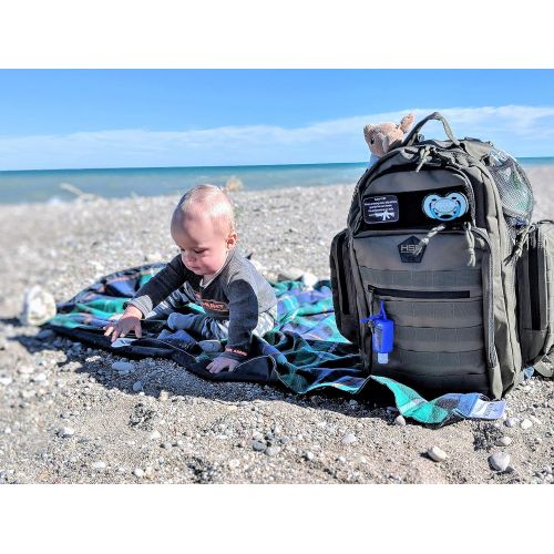  HighSpeedDaddy HSD Diaper Bag Backpack for Dad, Large Waterproof Travel Baby Bag for Men + Changing Pad, Insulated Pockets, Stroller Straps and Wipe Pocket. Multi-function, Military Tactical Styl