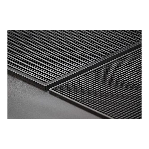  Highball & Chaser Premium Bar Mat 18in x 12in 1cm Thick Durable and Stylish Service Bar Mat for Spills, Coffee, Bars, Restaurants and Countertop Dish Drying Mat, Glass Drying Mat (Black/Black Border)