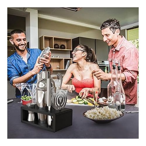  Highball & Chaser Cocktail Shaker Set: Bartender Kit for Home Bar Mixology Cocktail Bar Set Plus E-Book with 30 Recipes (Silver)