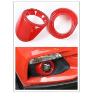 Highitem 2Pcs Car Front Fog Light Cover Frame Ring Trim for Ford Mustang 2015-2017 (Red)