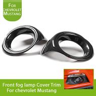 Highitem 2Pcs Car Front Fog Light Cover Frame Ring Trim for Ford Mustang 2015-2017 (Carbon Fiber)