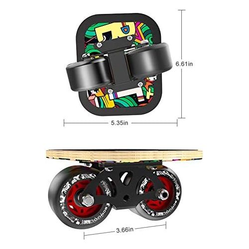  Hihey 1 Paar Skate Board Drift Board fuer Roller Road Drift Platte Anti-Skid Skateboard Sport Ahorn Pedal PU Rader Tragbare Roller Road Drift Skates